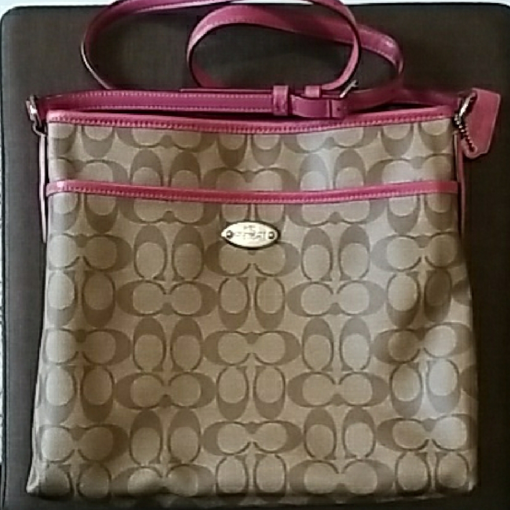 Coach Tan and Pink Crossbody Bag